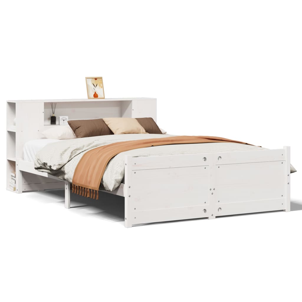 Letto Libreria senza Materasso Bianco 135x190 cm Legno di Pino - homemem39