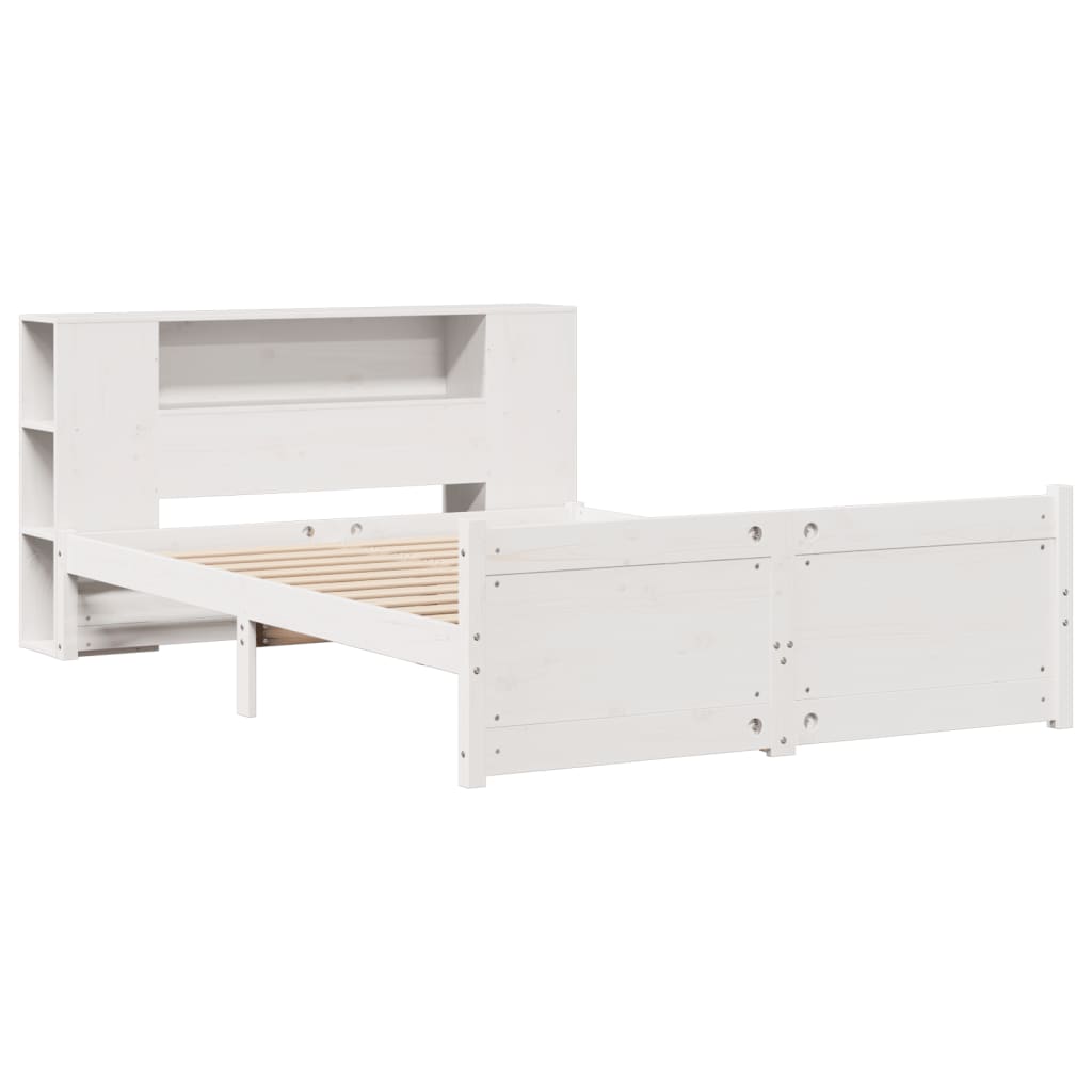 Letto Libreria senza Materasso Bianco 135x190 cm Legno di Pino - homemem39