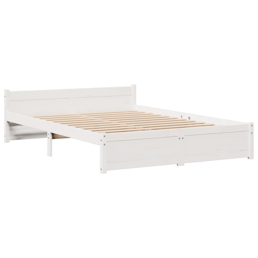 Letto Libreria senza Materasso Bianco 135x190 cm Legno di Pino - homemem39