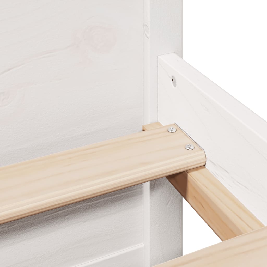 Letto Libreria senza Materasso Bianco 140x190 cm Legno di Pino | homemem39
