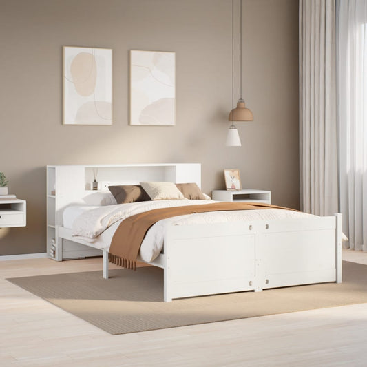 Letto Libreria senza Materasso Bianco 140x200 cm Legno di Pino - homemem39
