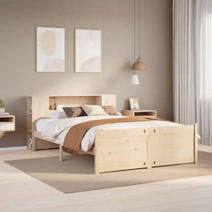 Letto Libreria senza Materasso 150x200 cm in Legno di Pino - homemem39