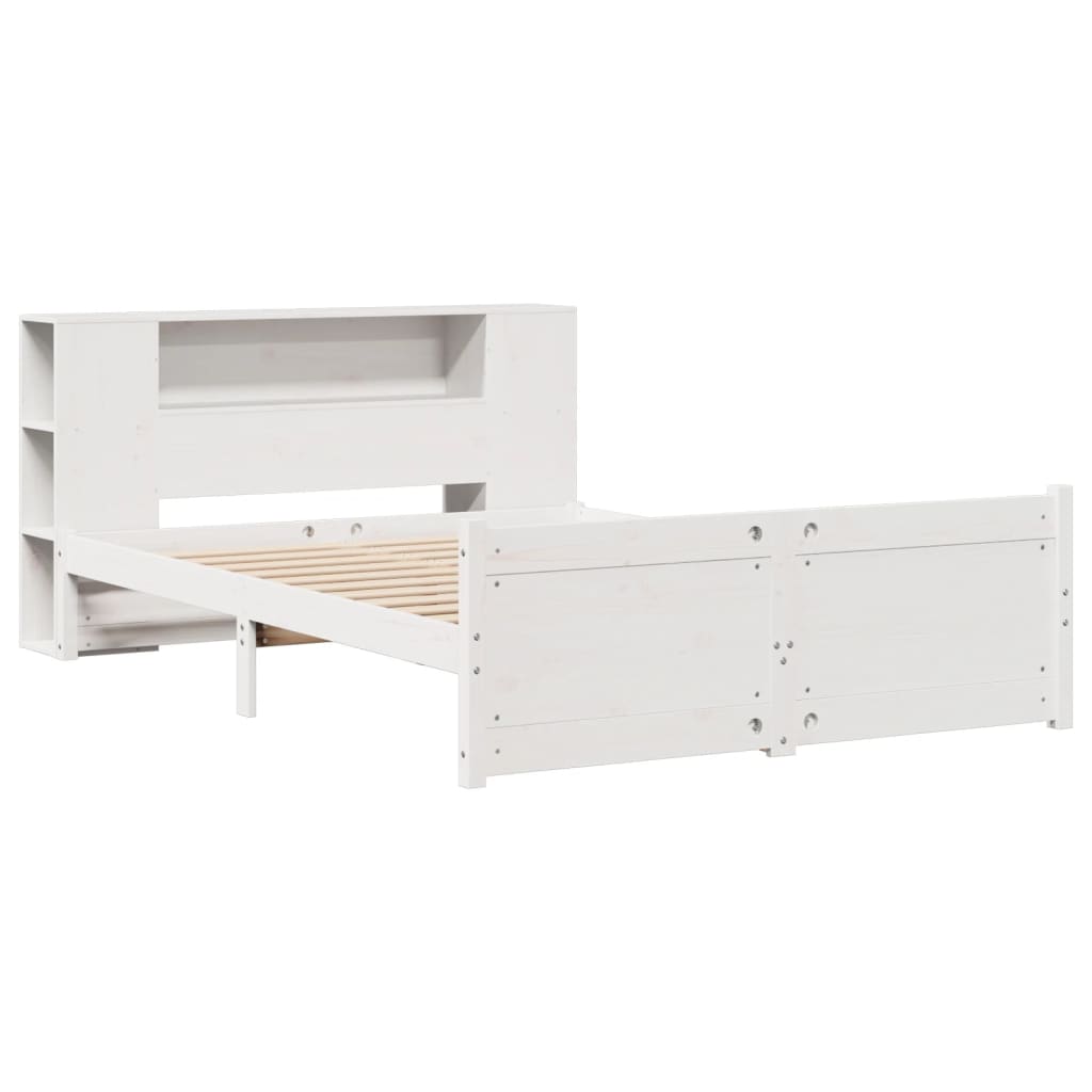 Letto Libreria senza Materasso Bianco 150x200 cm Legno di Pino - homemem39