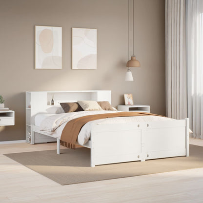 Letto Libreria senza Materasso Bianco 150x200 cm Legno di Pino - homemem39