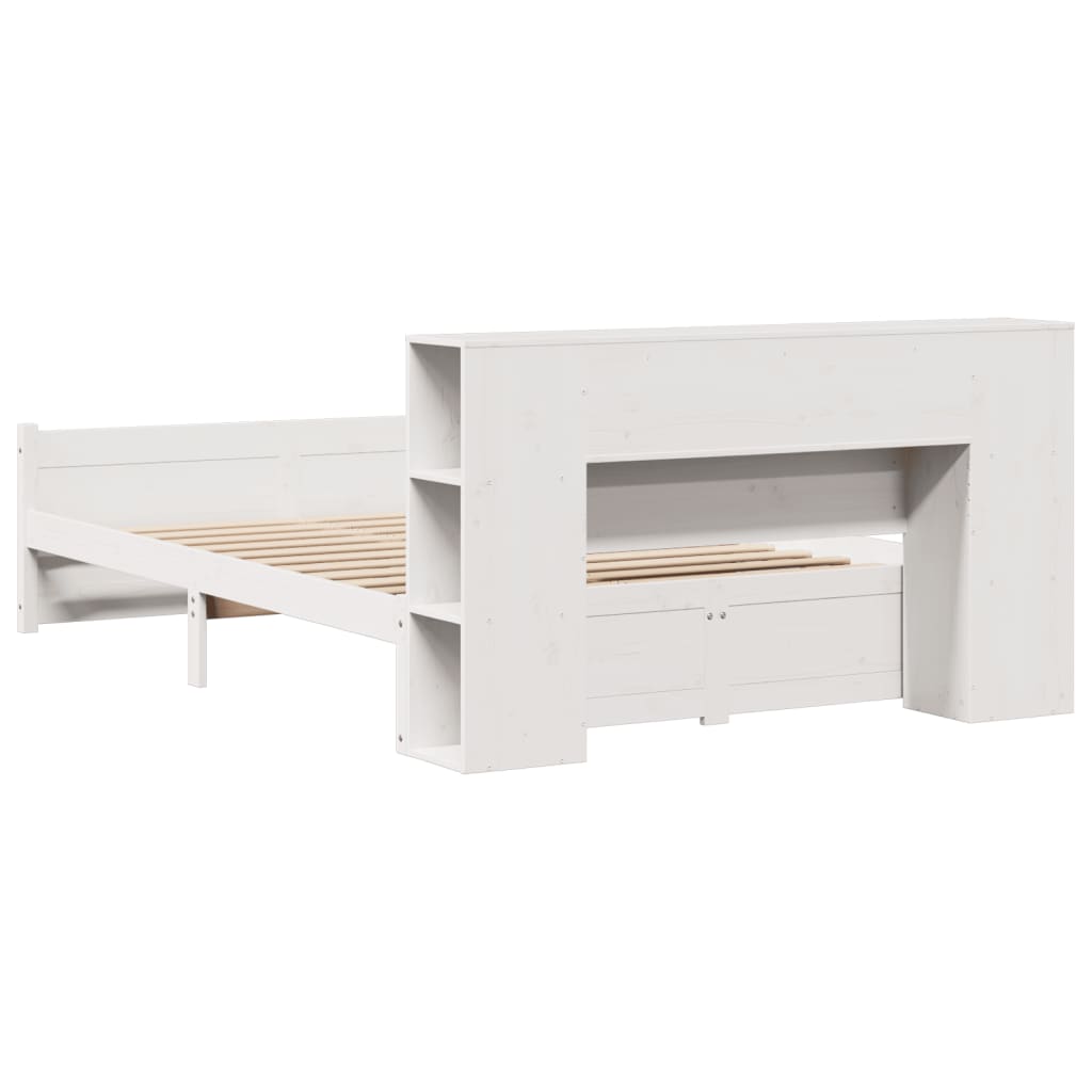 Letto Libreria senza Materasso Bianco 160x200 cm Legno di Pino - homemem39