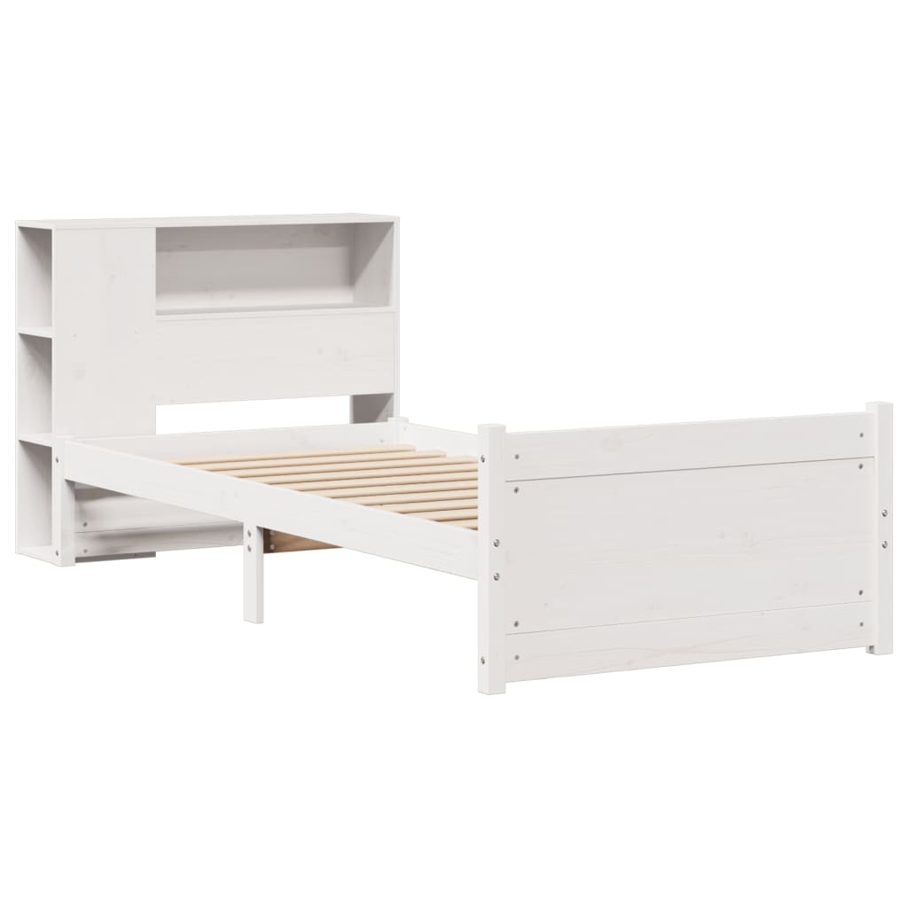 Letto Libreria senza Materasso Bianco 90x190 cm Massello Pino