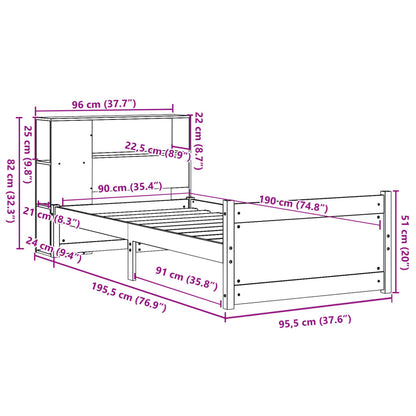 Letto Libreria senza Materasso Bianco 90x190 cm Massello Pino