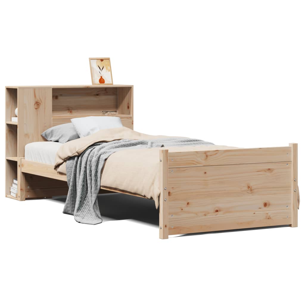Letto Libreria senza Materasso 90x200 cm Legno Massello Pino - homemem39