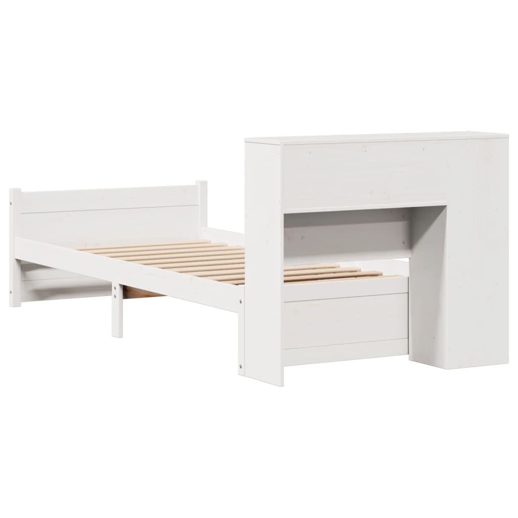 Letto Libreria senza Materasso Bianca 90x200 cm Legno di Pino