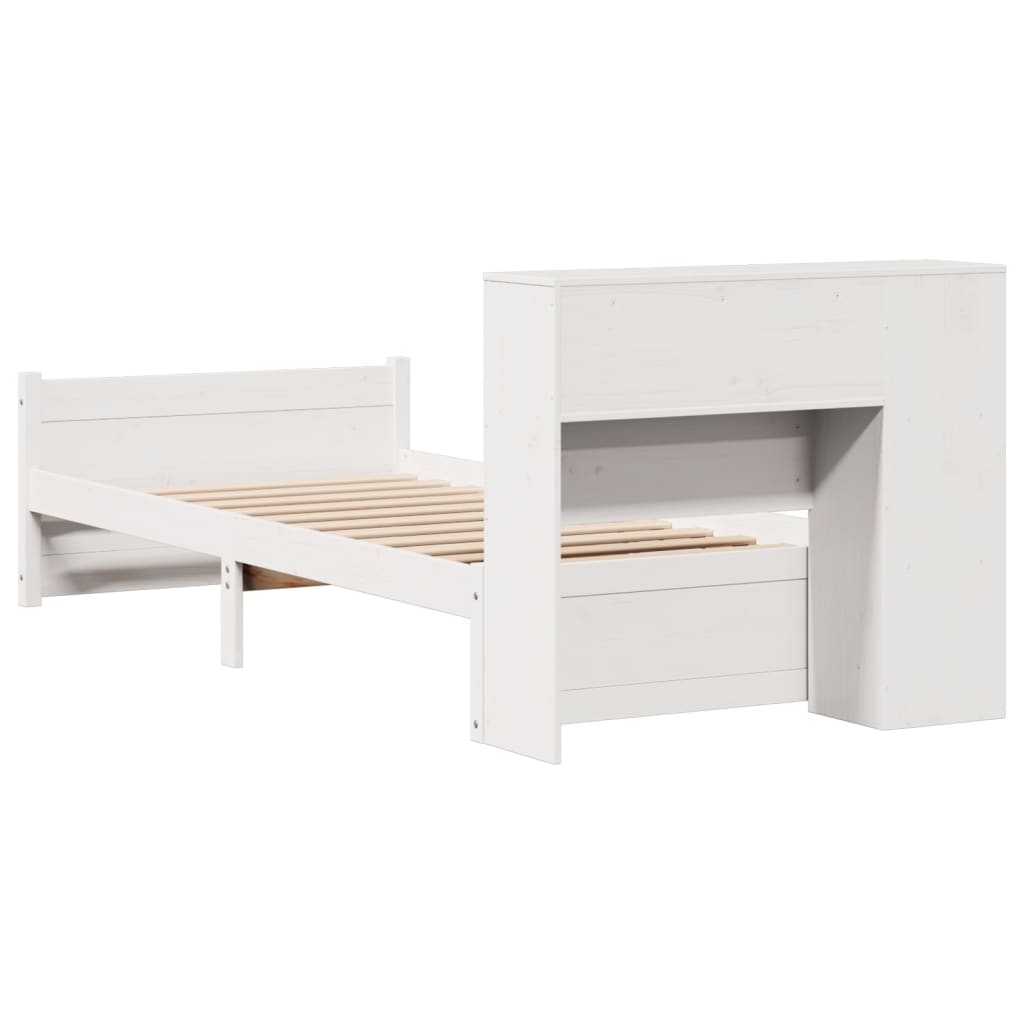 Letto Libreria senza Materasso Bianco 100x200 cm Legno di Pino - homemem39