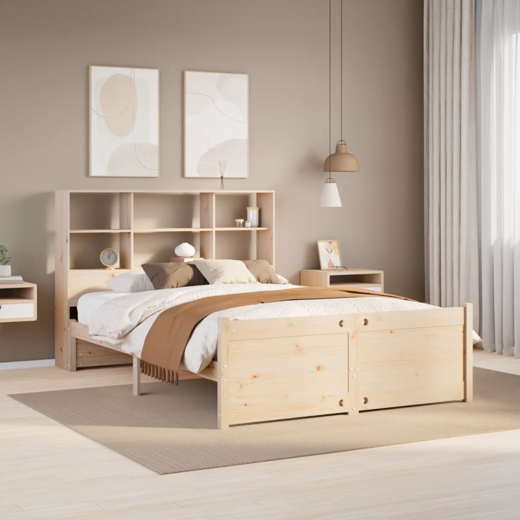 Letto Libreria senza Materasso 140x190 cm in Legno di Pino