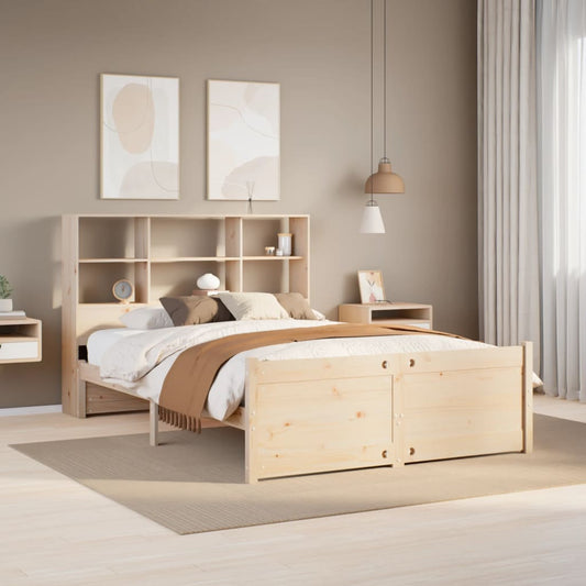Letto Libreria senza Materasso 150x200 cm in Legno di Pino - homemem39