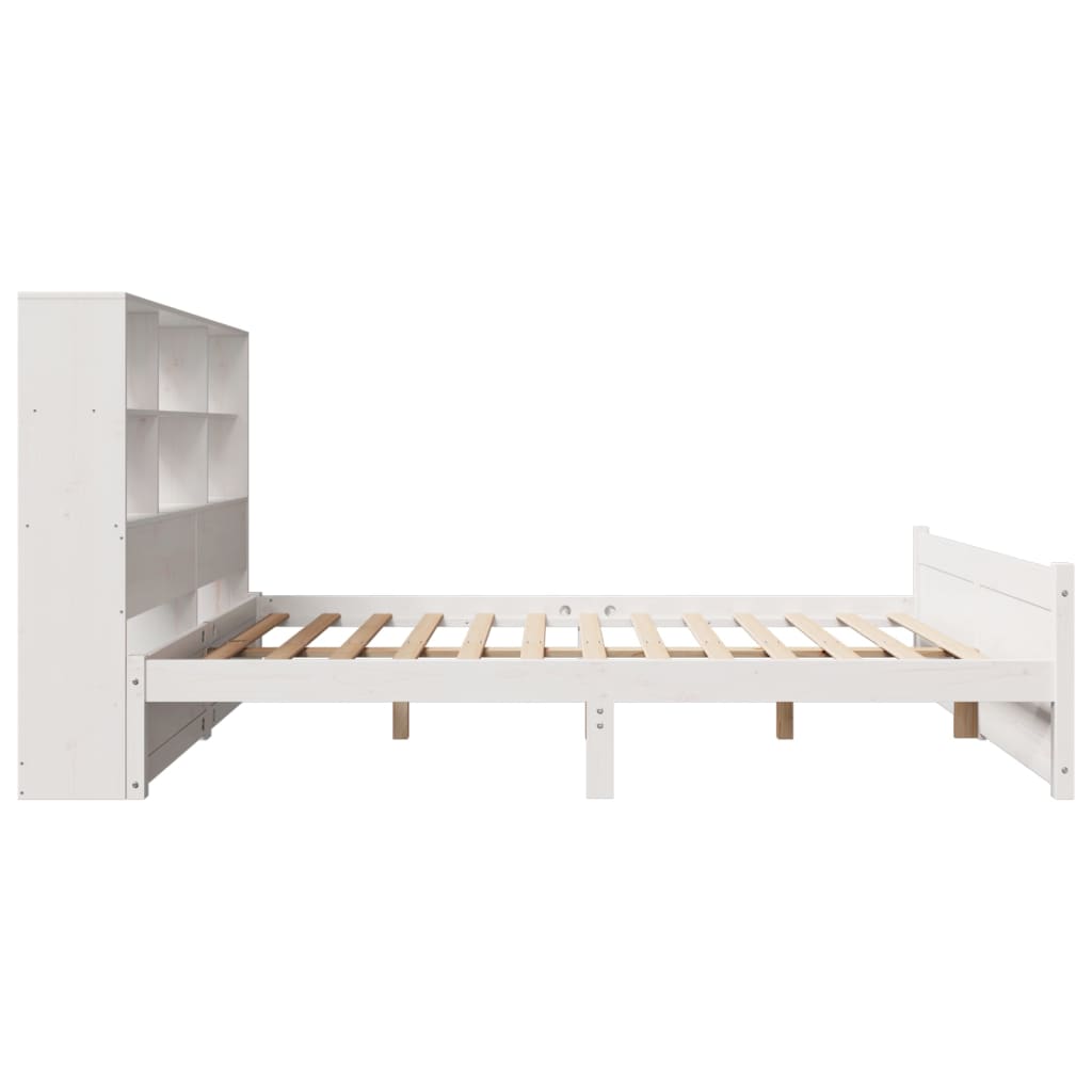 Letto Libreria senza Materasso Bianco 160x200 cm Legno di Pino - homemem39