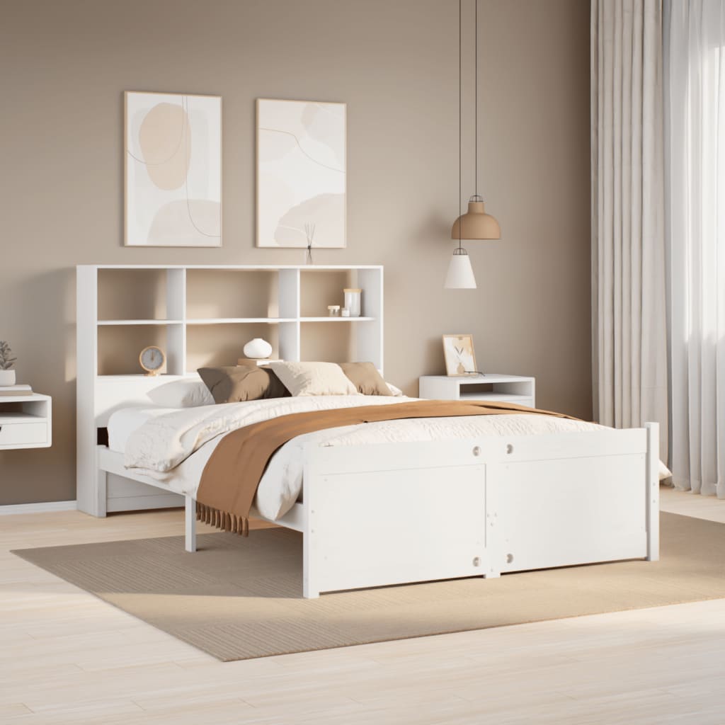 Letto Libreria senza Materasso Bianco 160x200 cm Legno di Pino - homemem39