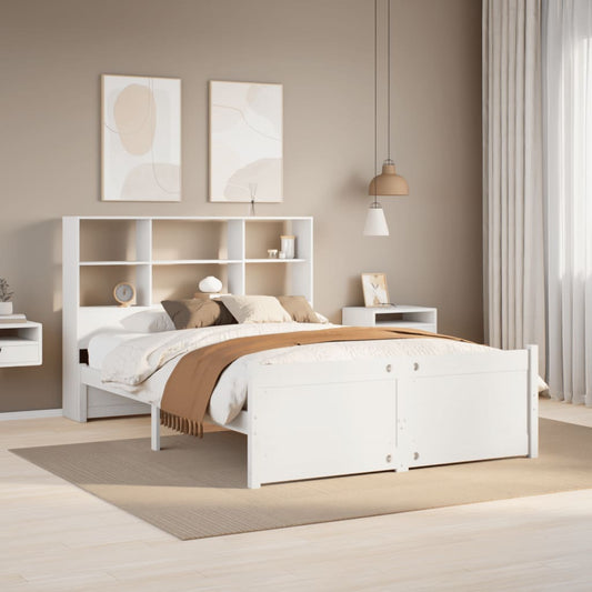 Letto Libreria senza Materasso Bianco 160x200 cm Legno di Pino - homemem39
