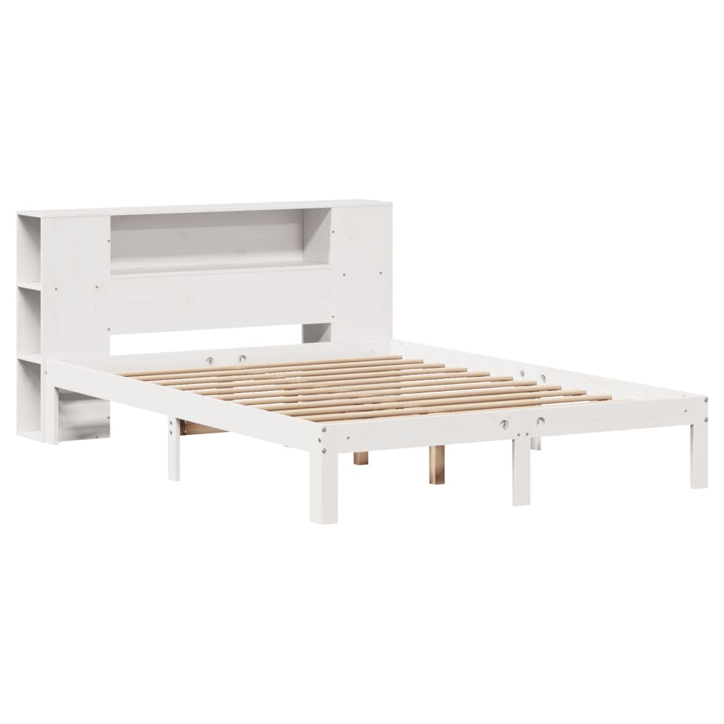Letto Libreria senza Materasso Bianco 135x190 cm Legno di Pino - homemem39
