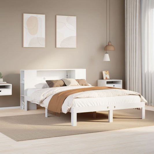 Letto Libreria senza Materasso Bianco 135x190 cm Legno di Pino - homemem39