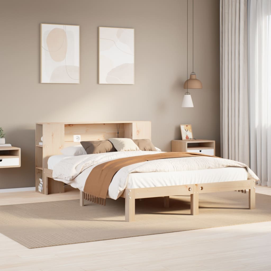 Letto Libreria senza Materasso 120x200cm Legno Massello di Pino - homemem39