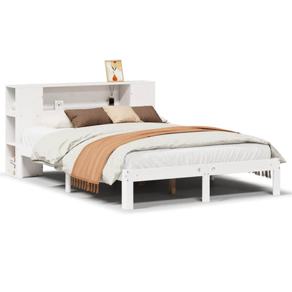 Letto Libreria senza Materasso Bianco 150x200 cm Legno di Pino - homemem39