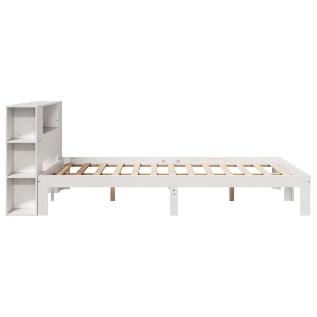 Letto Libreria senza Materasso Bianco 150x200 cm Legno di Pino - homemem39