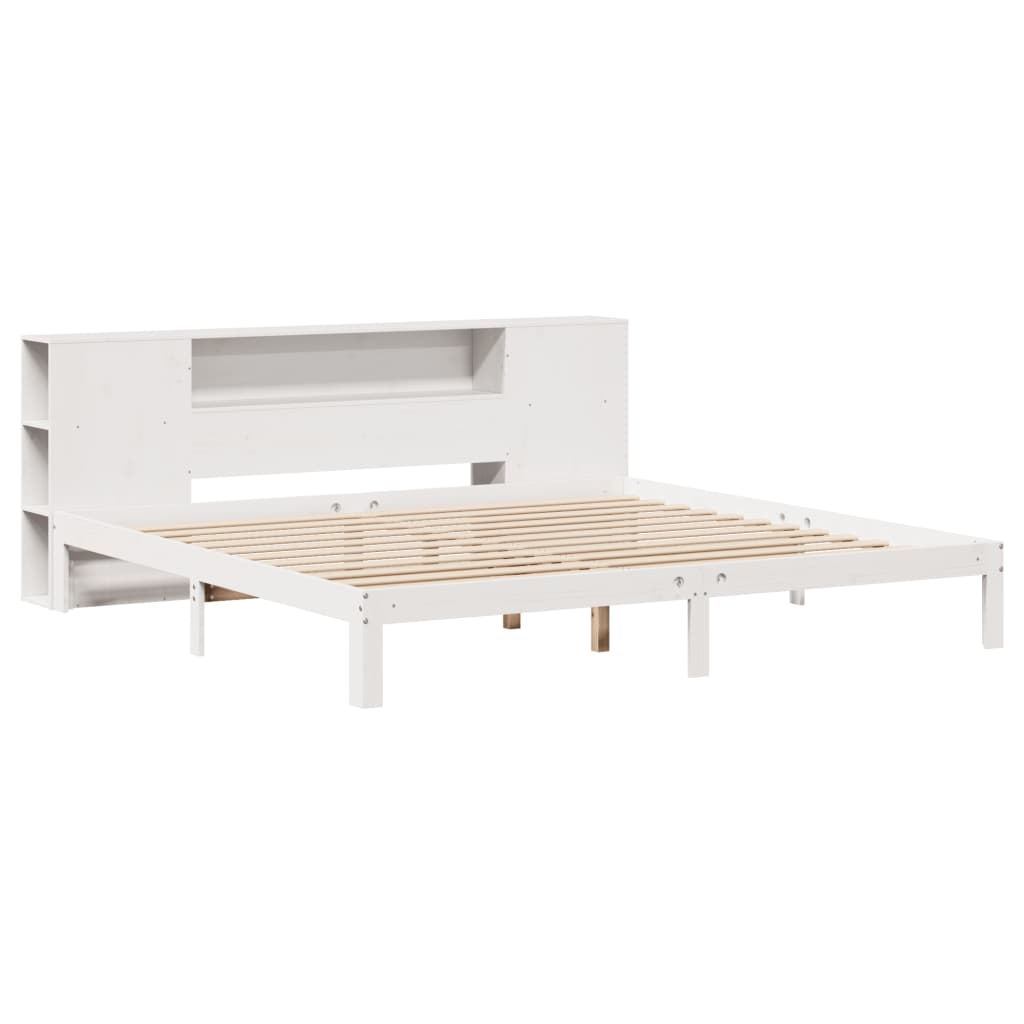 Letto Libreria senza Materasso Bianco 200x200 cm Legno di Pino - homemem39