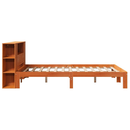 Letto Libreria senza Materasso Marrone Cera 140x200 cm in Pino