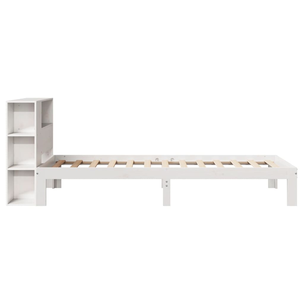 Letto Libreria senza Materasso Bianco 100x200 cm Legno di Pino
