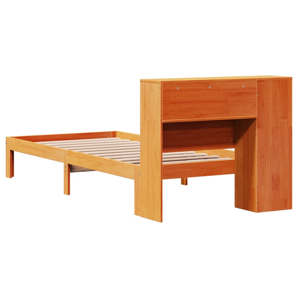 Letto Libreria senza Materasso Marrone Cera 75x190 cm in Pino - homemem39