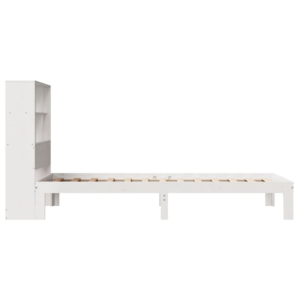 Letto Libreria senza Materasso Bianco 90x190 cm Massello Pino