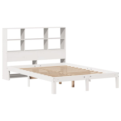 Letto Libreria senza Materasso Bianco 140x190 cm Legno di Pino - homemem39