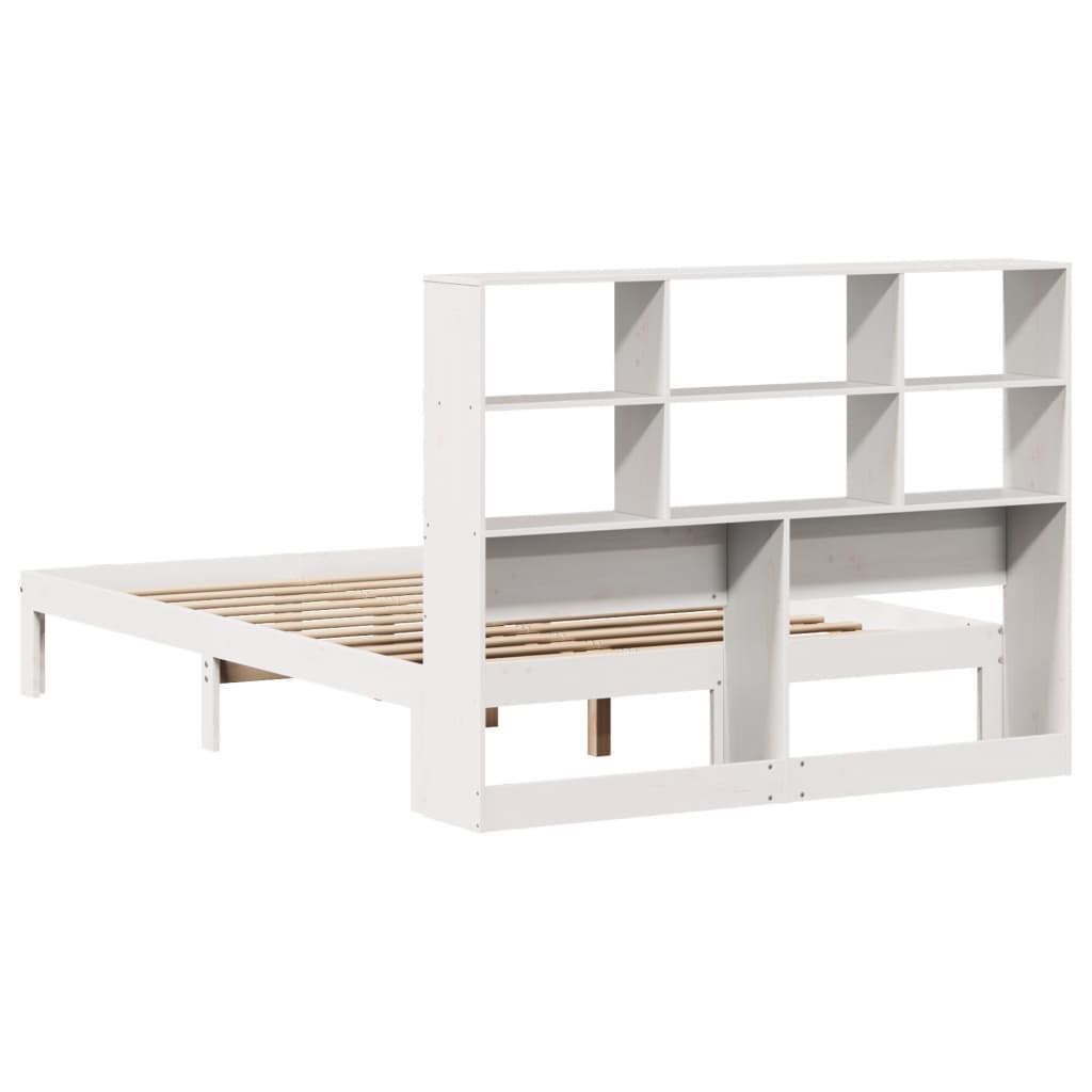 Letto Libreria senza Materasso Bianco 140x190 cm Legno di Pino - homemem39