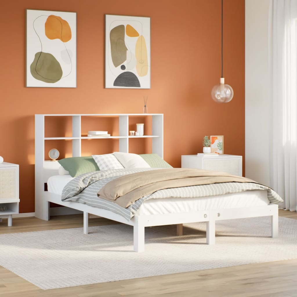 Letto Libreria senza Materasso Bianco 120x200 cm Legno di Pino - homemem39