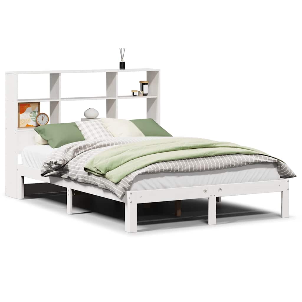 Letto Libreria senza Materasso Bianco 160x200 cm Legno di Pino | homemem39