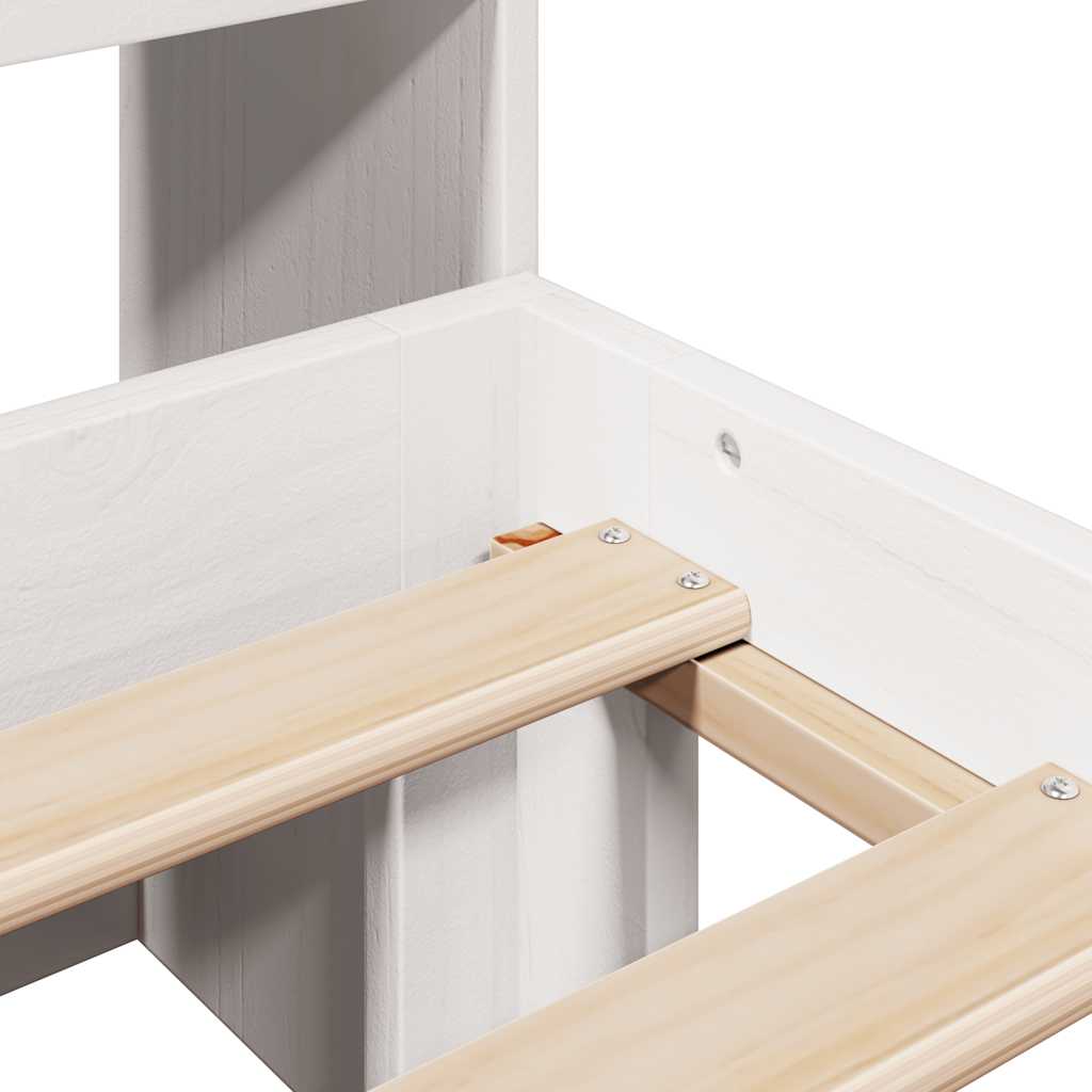 Letto Libreria senza Materasso Bianco 160x200 cm Legno di Pino | homemem39