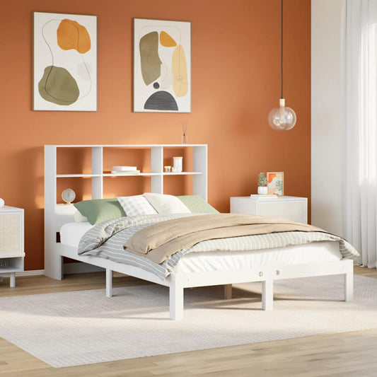 Letto Libreria senza Materasso Bianco 160x200 cm Legno di Pino - homemem39