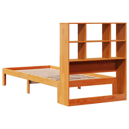 Letto Libreria senza Materasso Marrone Cera 90x200 cm in Pino