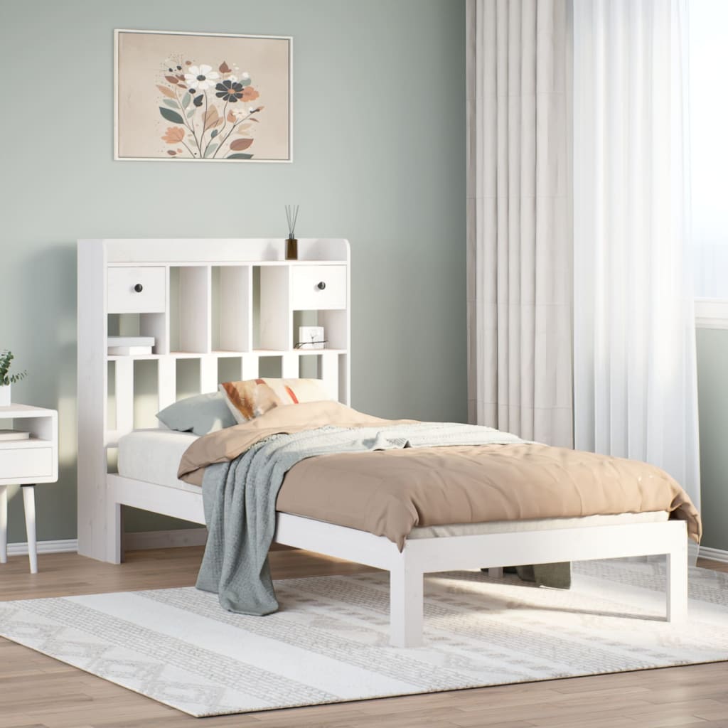 Letto con Libreria senza Materasso 75x190 cm in Legno Pino - homemem39