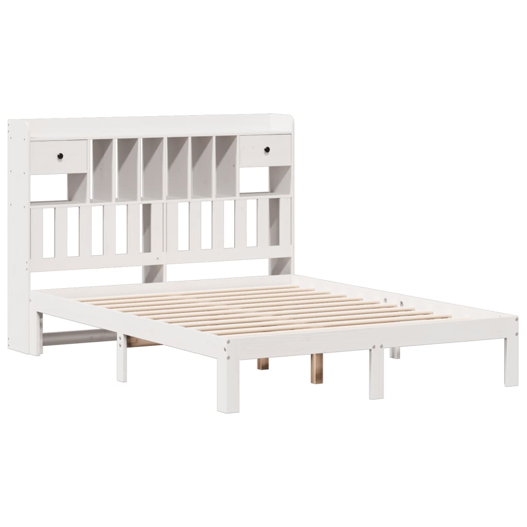 Letto Libreria senza Materasso Bianco 135x190 cm Legno di Pino