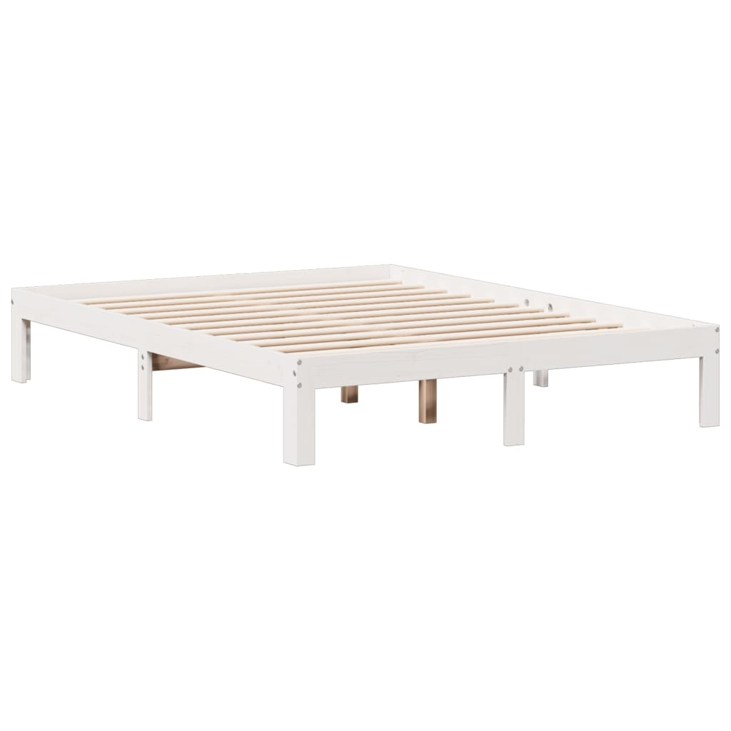 Letto Libreria senza Materasso Bianco 135x190 cm Legno di Pino