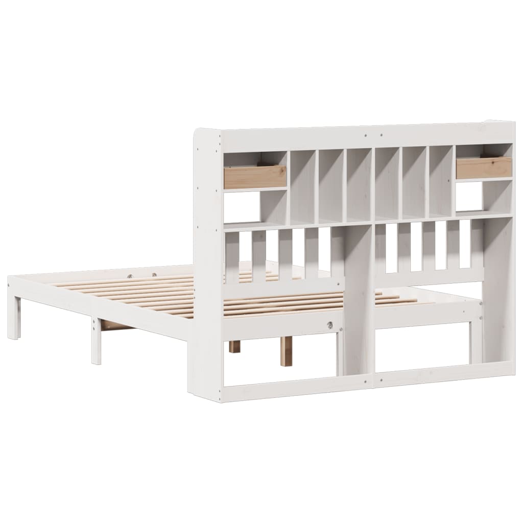Letto Libreria senza Materasso Bianco 140x190 cm Legno di Pino - homemem39