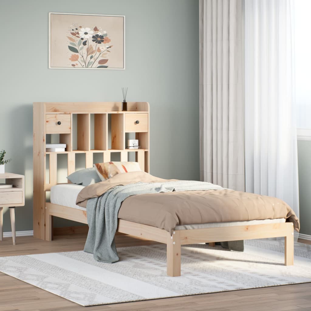 Letto Libreria senza Materasso 90x200 cm Legno Massello Pino - homemem39