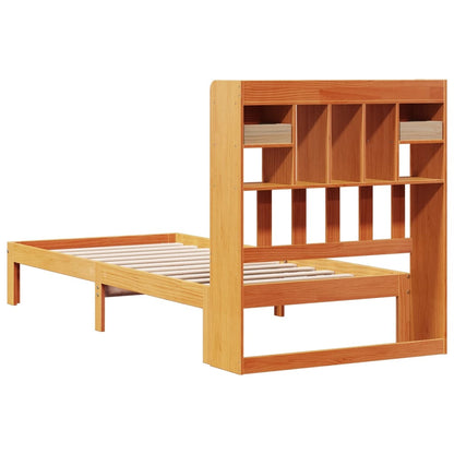 Letto Libreria senza Materasso Marrone Cera 75x190 cm in Pino