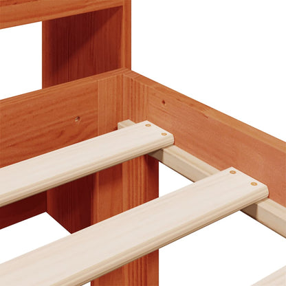 Letto Libreria senza Materasso Marrone Cera 75x190 cm in Pino