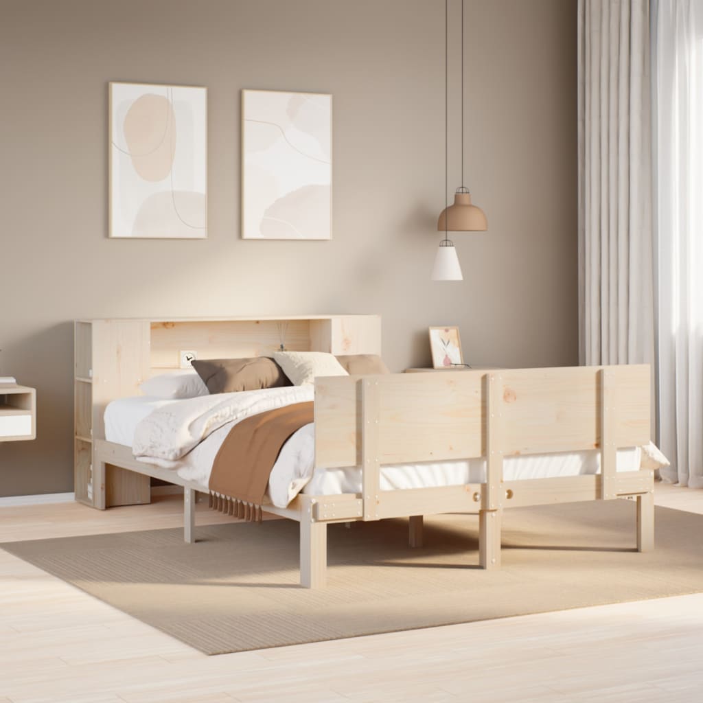 Letto Libreria senza Materasso 120x190 cm in Legno di Pino - homemem39