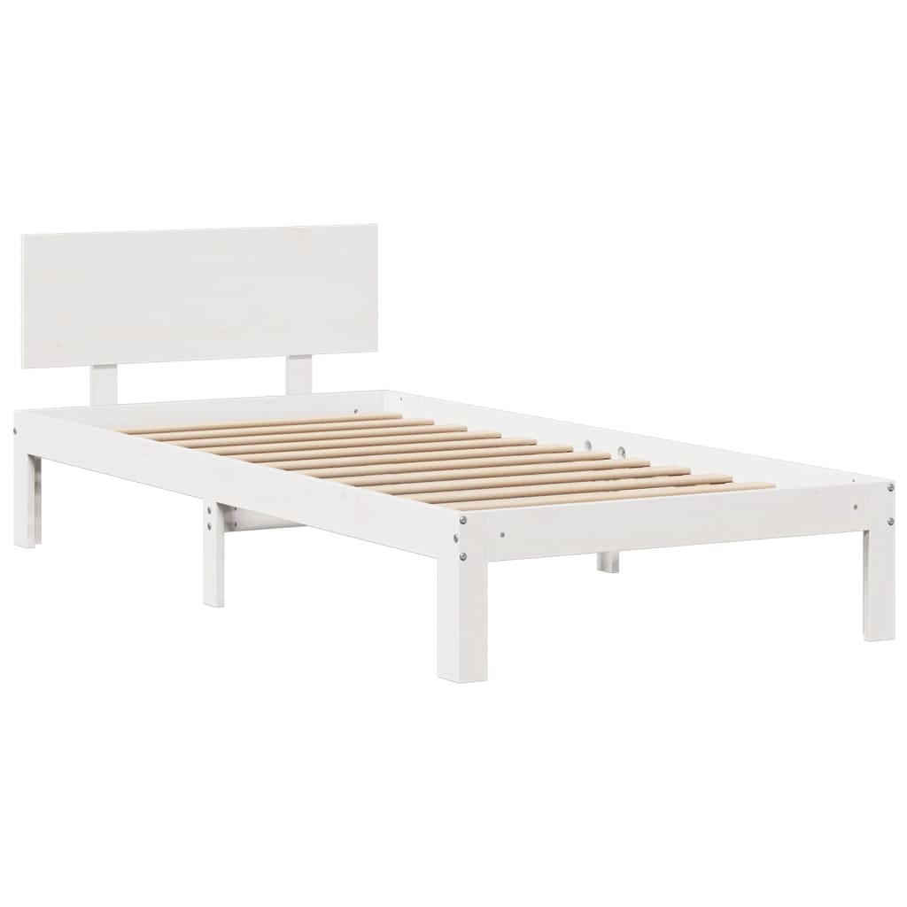 Letto Libreria senza Materasso Bianco 120x190 cm Legno di Pino - homemem39