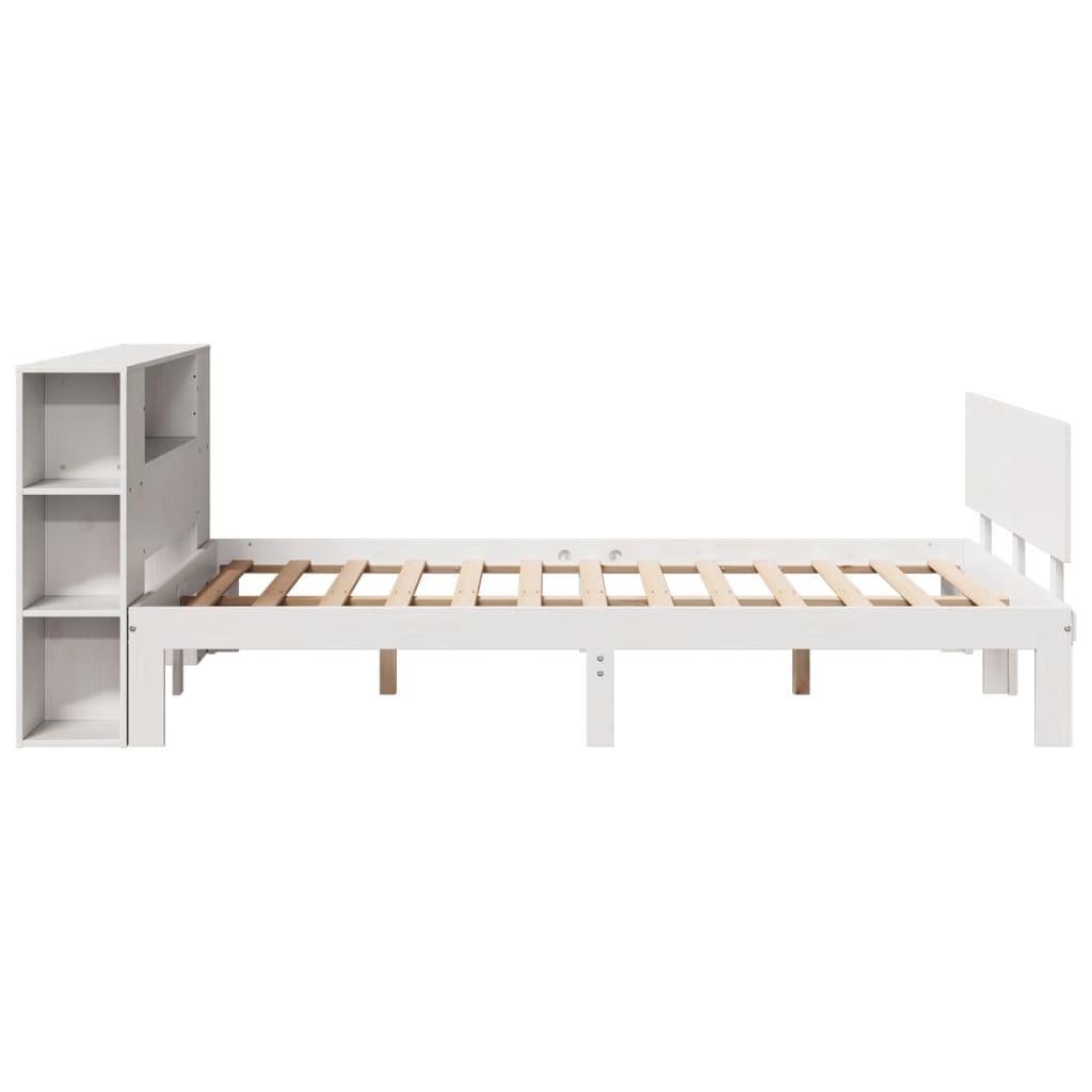 Letto Libreria senza Materasso Bianco 135x190 cm Legno di Pino - homemem39