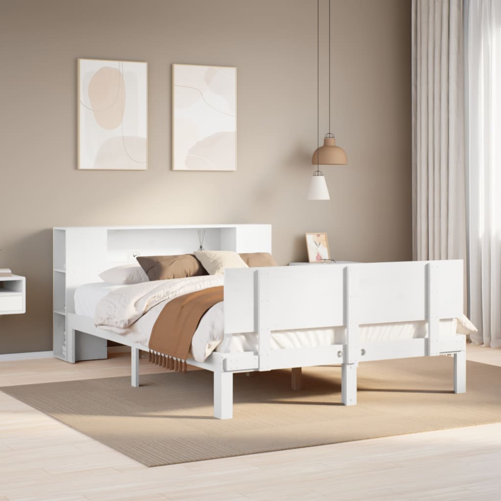 Letto Libreria senza Materasso Bianco 120x200 cm Legno di Pino - homemem39