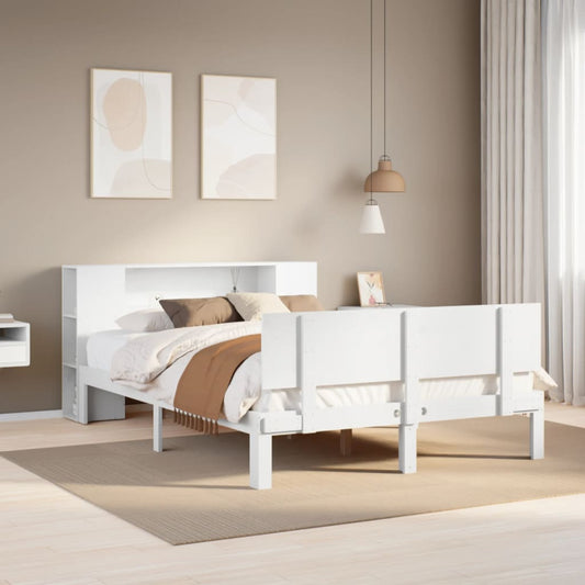 Letto Libreria senza Materasso Bianco 140x200 cm Legno di Pino - homemem39