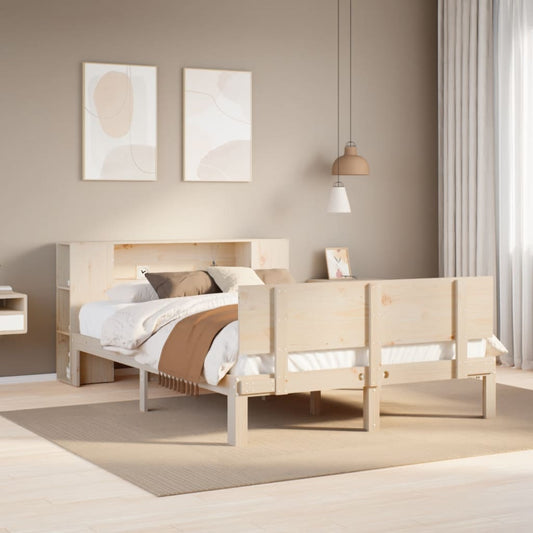 Letto Libreria senza Materasso 150x200 cm in Legno di Pino - homemem39