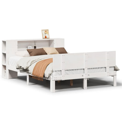 Letto Libreria senza Materasso Bianco 150x200 cm Legno di Pino - homemem39